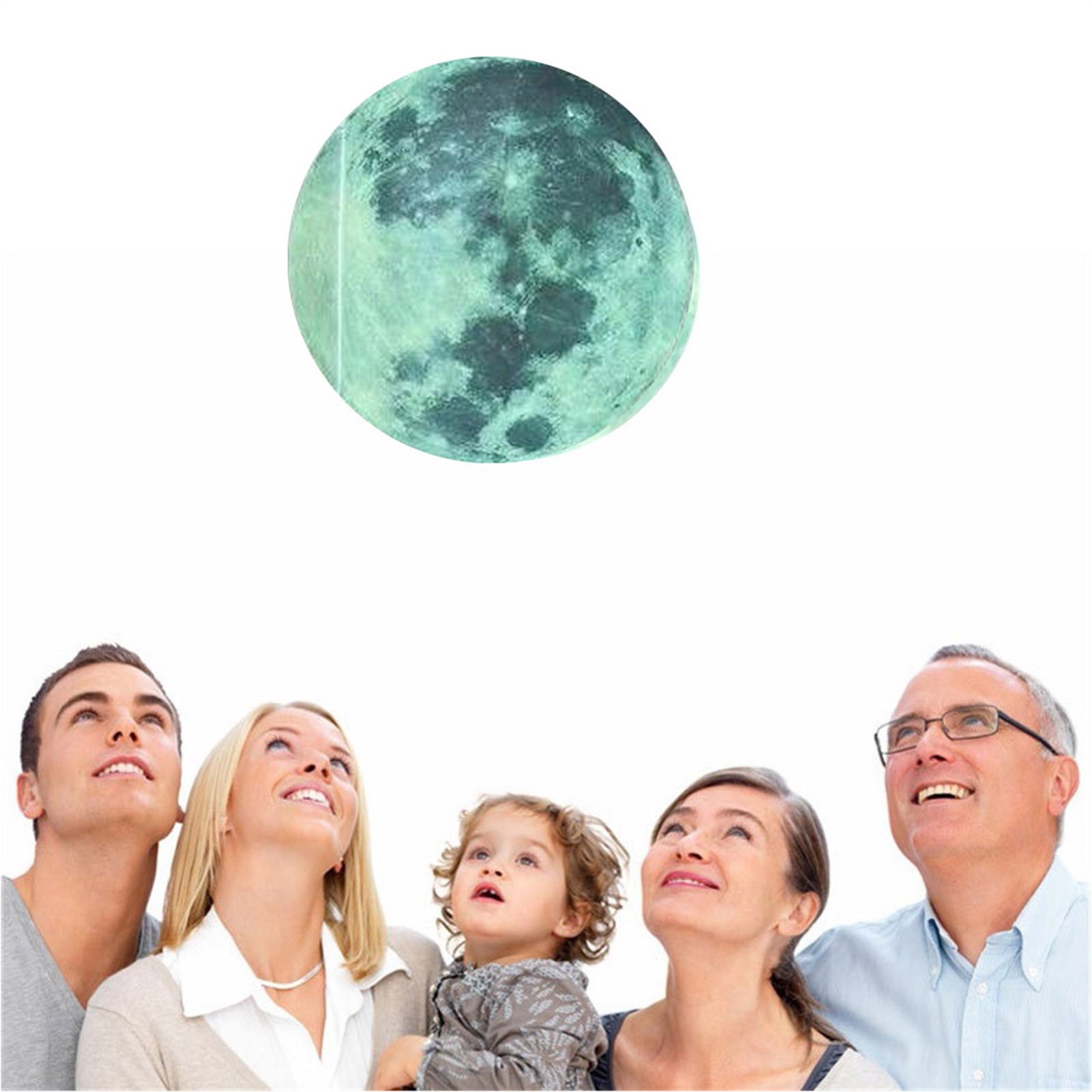 3D Large Moon Fluorescent Wall Sticker, Glow in The Dark Moon Glowing Luminous Wall Art Stickers Removable Adhesive Wall Decal. 
