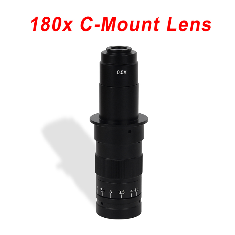 130X 180X Video Microscope Camera Objective lens 180 multiples Adjustable Zoom Lens Accessories C-MOUNT for HDMI VGA USB camera. 