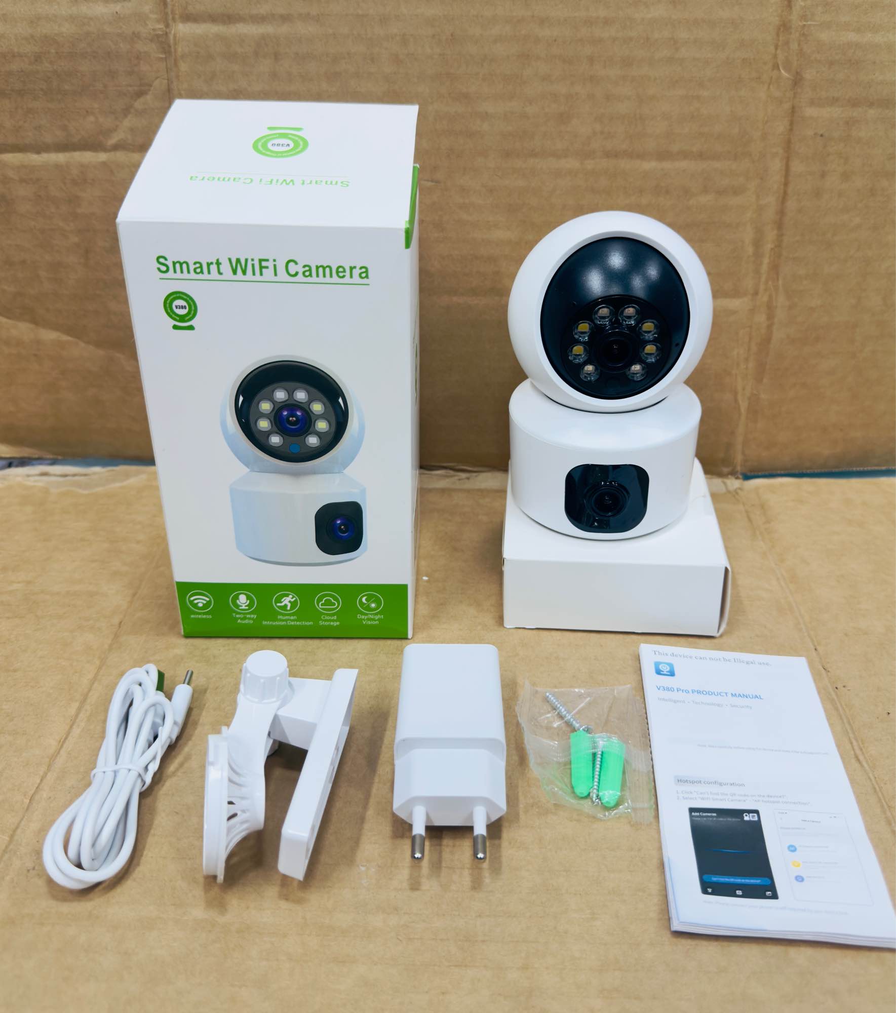 Dual Lens Doll V380 PRO 4MP WIFI IP Camera Featuring 360-degree View Night Vision Two-way Voice Home WIFI IP Security CCTV Baby Monitor Camera. 