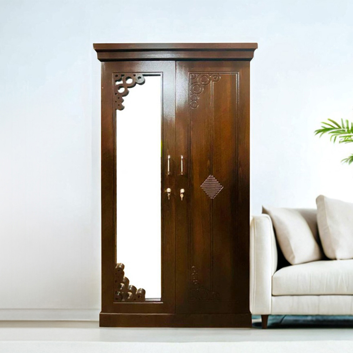 Andormahal (MDF) Stylish Almira (Double Door with Mirror) - Premium Quality Wardrobe - 6ft by 2.5ft by 16inch