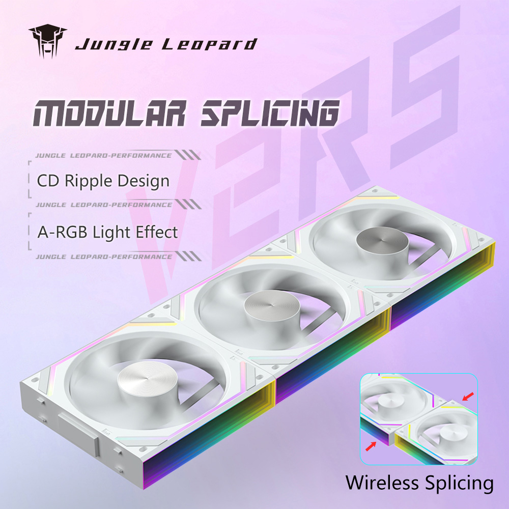Jungle Leopard Case Fan V2RS Magic Block Free Splicing 120mm PC Computer 12V Chassis Fan Lian 3PIN 5V ARGB Divine Light Li