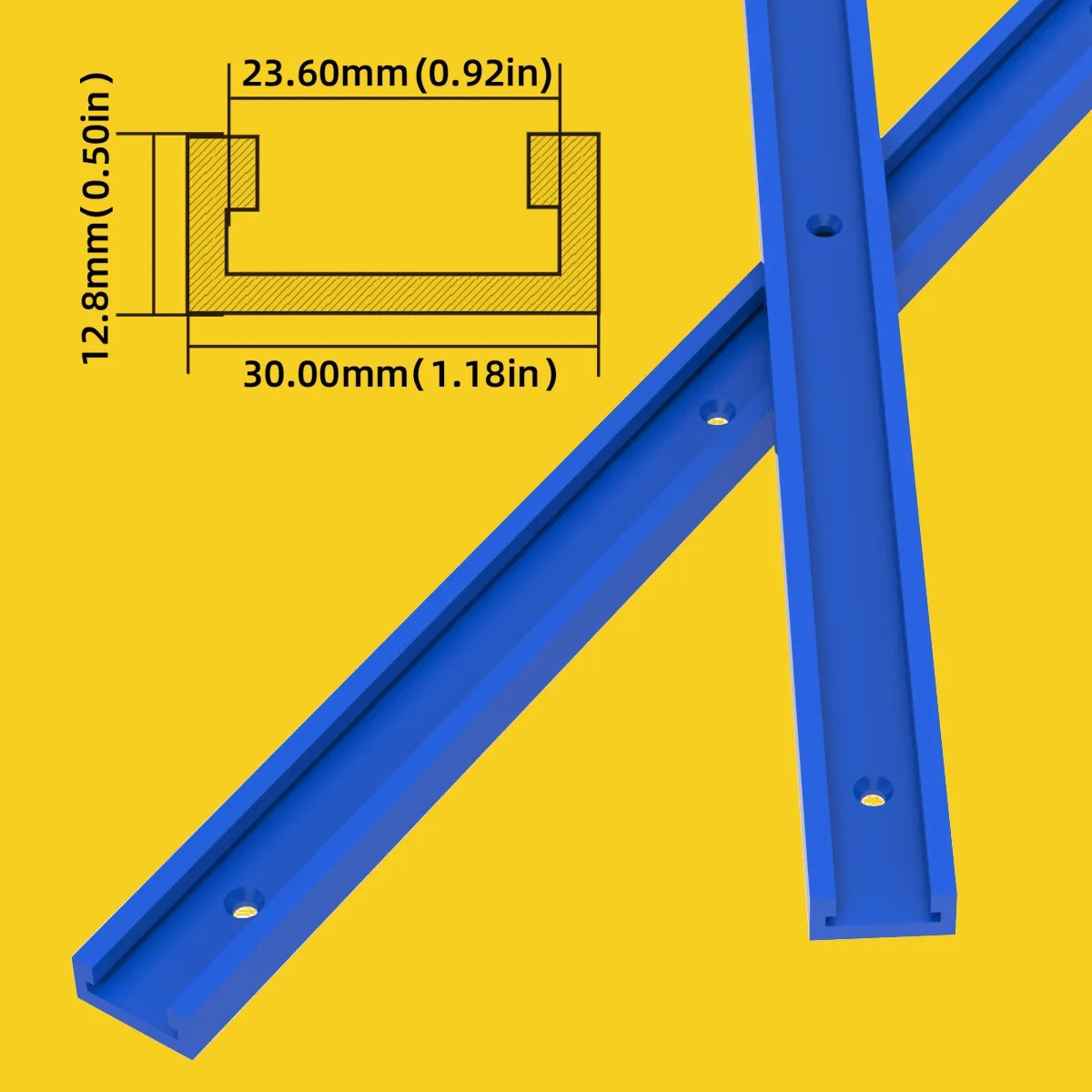 50cm T30 Track, T-Slider T Slot Miter Track Jig - Miter Gauge Guide Chute for Workbench Table Saw Router Table DIY Tools. 