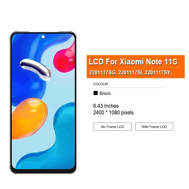 Super AMOLED LCD For Xiaomi Redmi Note 11 LCD 2201117TG LCD Display Touch Screen Digitizer Assembly For Redmi Note 11S LCD. 