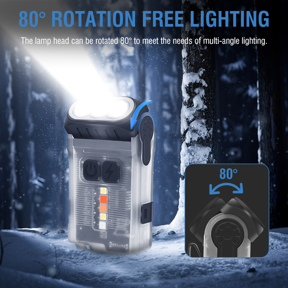 BORUiT V15 LED Keychain EDC Flashlight Clip Warm Work Light Type-C Rechargeable Torch Magnet Waterproof Camping Pocket Lantern. 