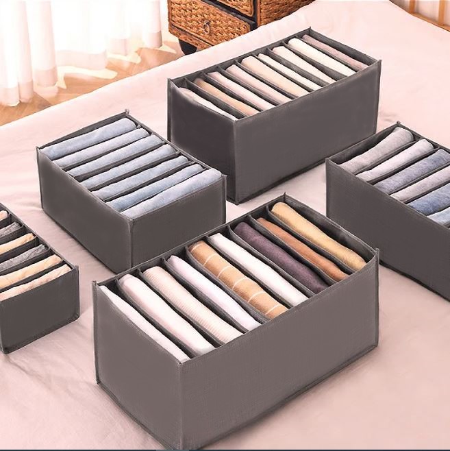 9-Grid Cloth Organizer Box – Closet Storage & Drawer Divider for Neat Organization. 