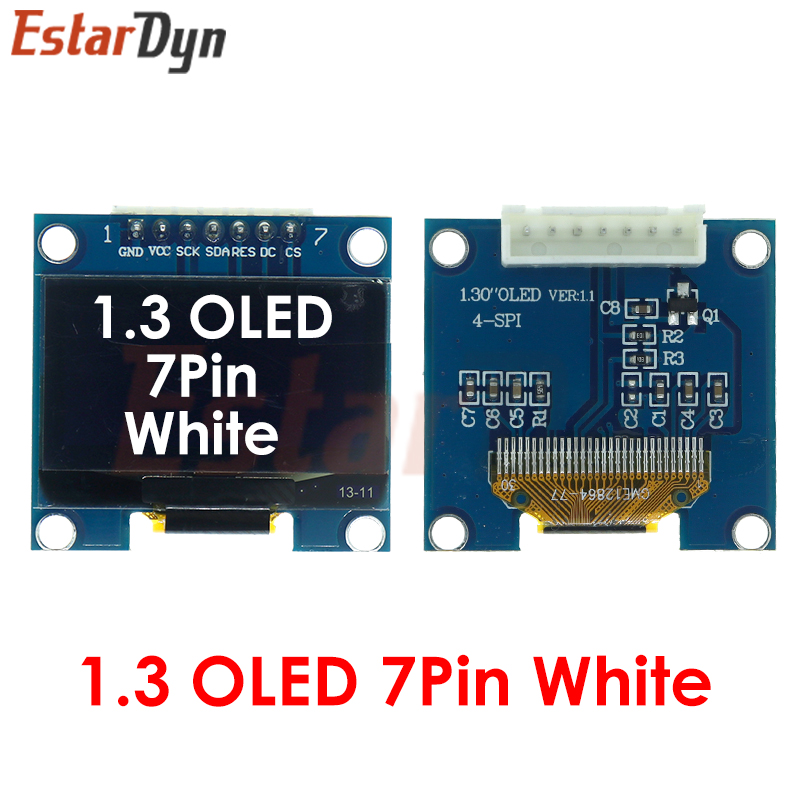 RoHS 1.3 inch OLED Module White/Blue  SPI/IIC I2C Communicate Color 128X64 1.3 inch OLED LCD LED Display Module 1.3" OLED Module. 