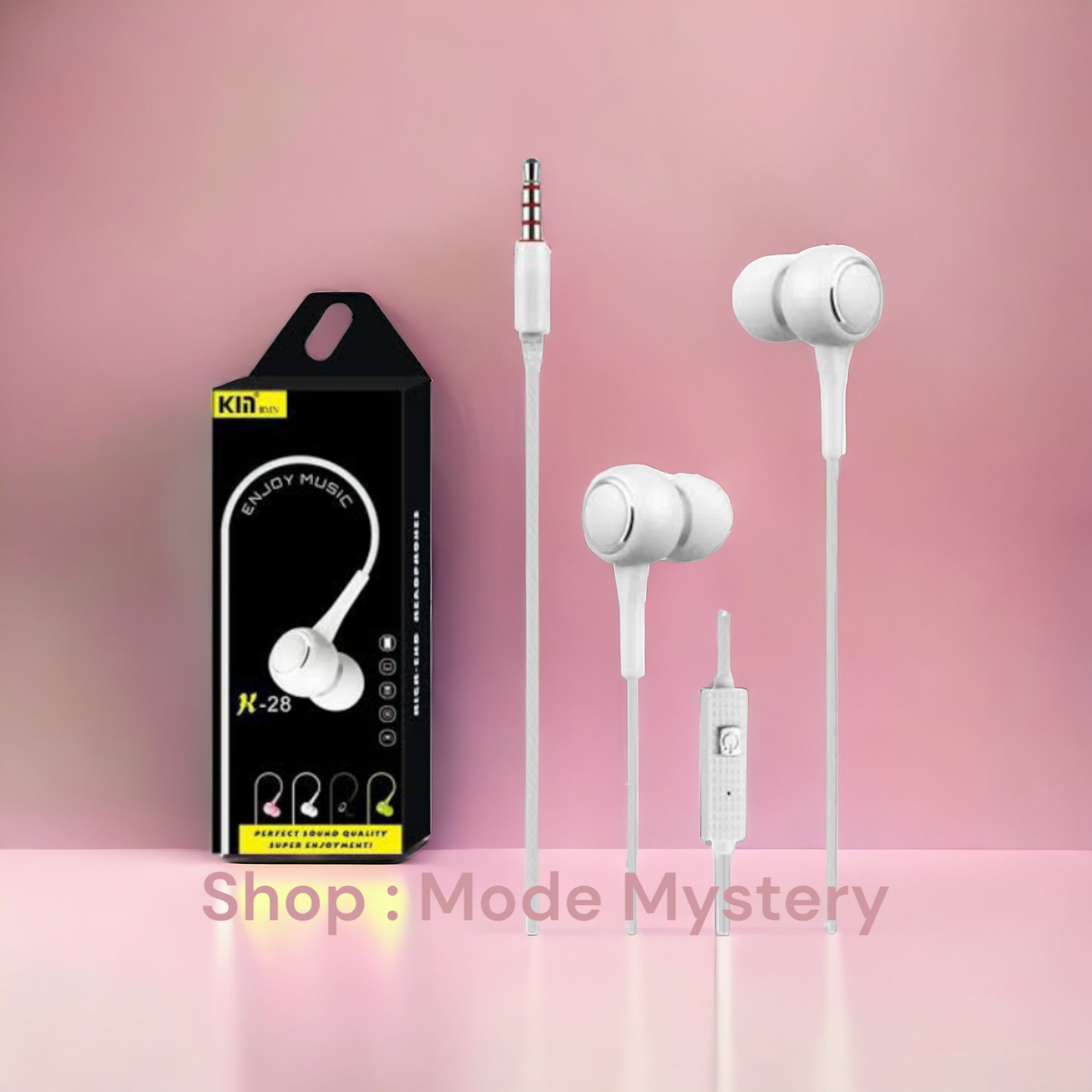 KIN -28 High Quality Wired Earphone Best Sound Quality Pink Color For any Android device. 
