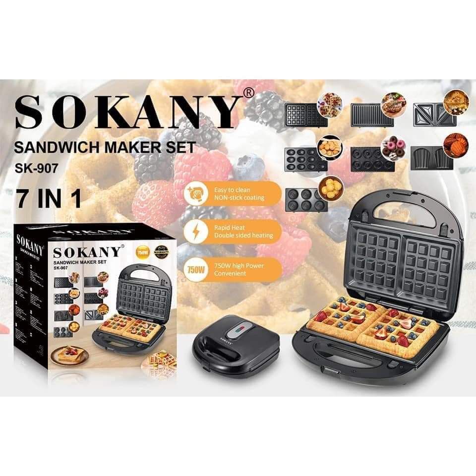 Sokany 7 IN 1 Multifunctional SANDWICH MAKER (Sandwich,Toast,Waffle,Omelet,Muffin Cake,Donut Bubble,grill And Baking)