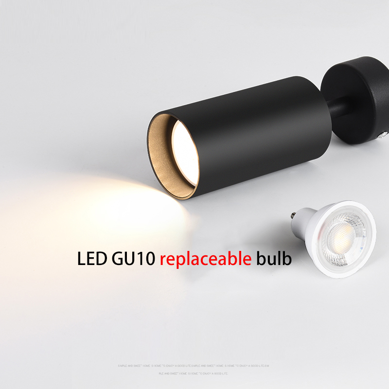 Led Track Light GU10 MR16 Replaceable Bulb Surface Mounted Spot Ceiling Lamp Rails Lighting Fixture 110V 220V For Home Shop. 