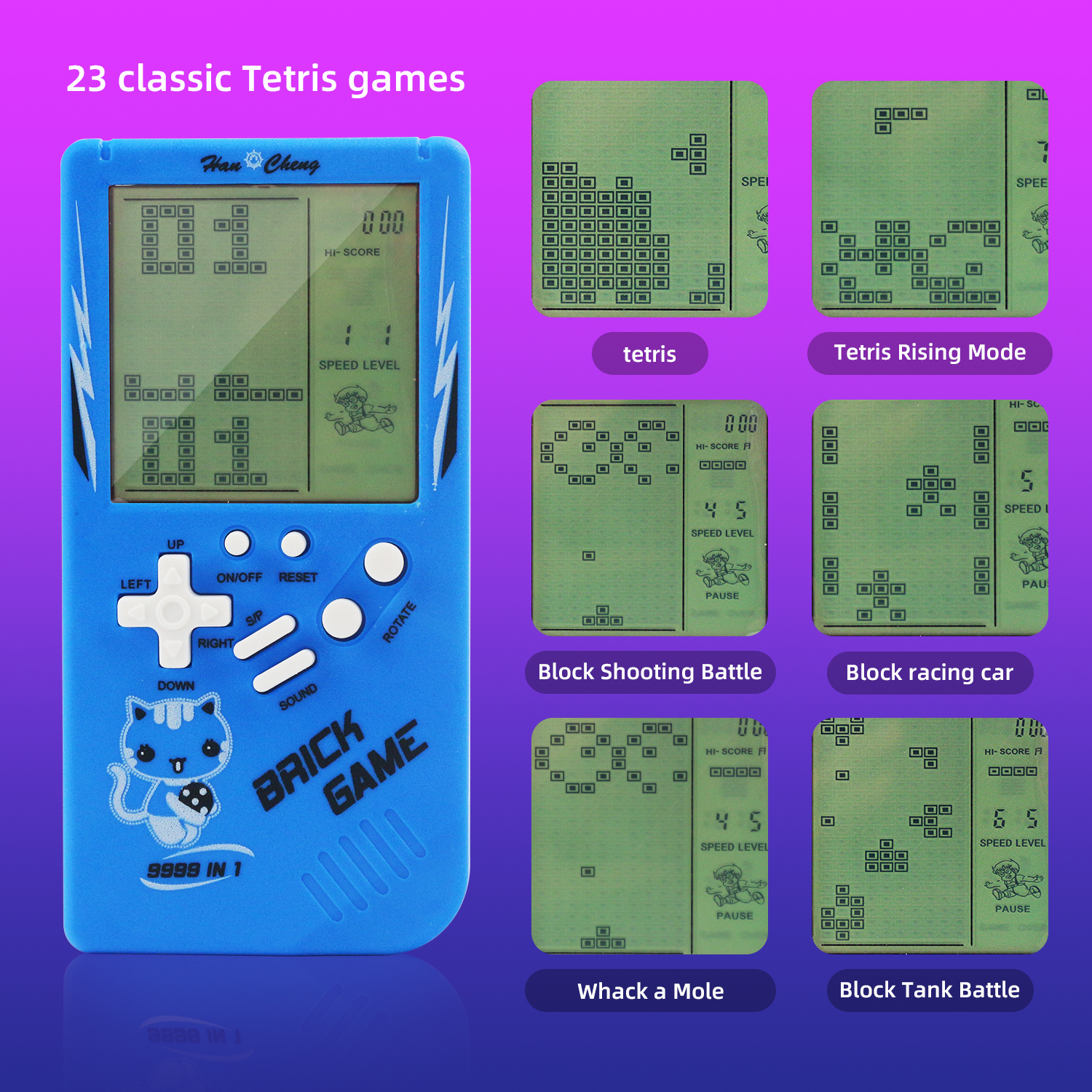 Classic nostalgic large screen, Tetris game console, children's puzzle electronic toy, prepare two No. 5 batteries by yourself. 