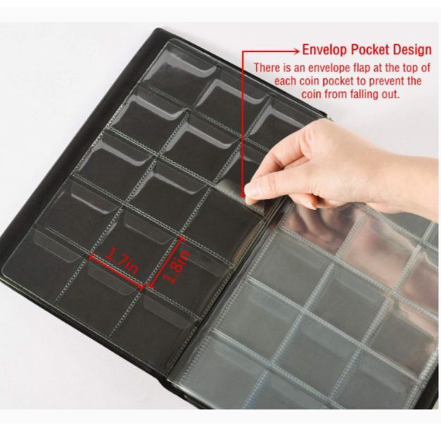 150 Pockets Coin Collection Album Coin Collecting Holder Book Supplies Coin Storage Album for Collectors, Multicolor. 