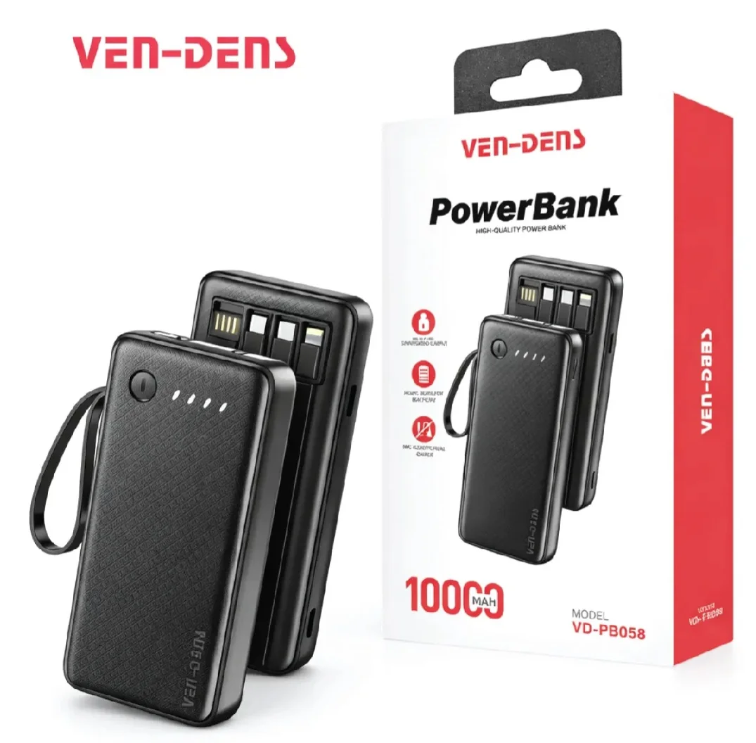ven dens orginal power bank with 4 cableVen Dens PB058 22.5W fixed 10000 mh