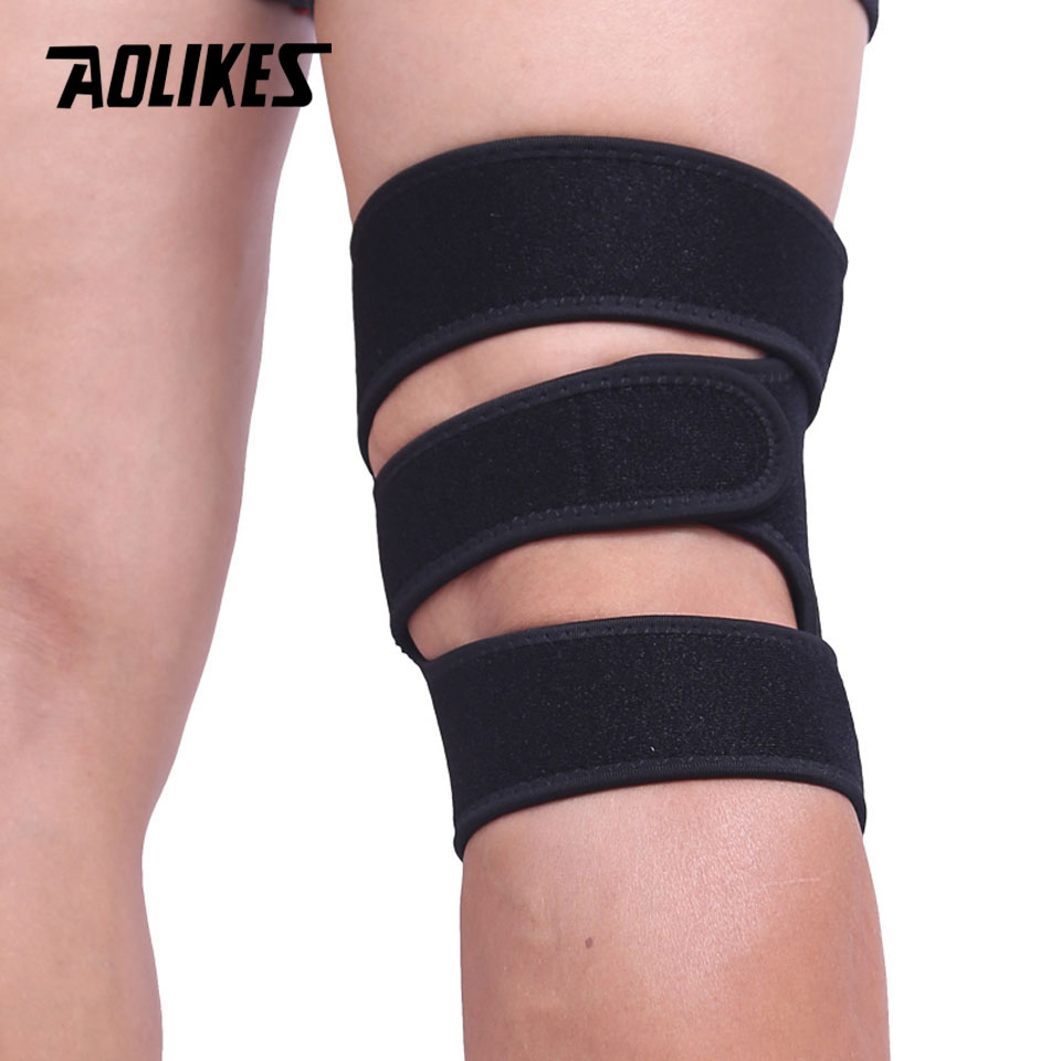AOLIKES 1PCS Adjustable Elastic Knee Support Brace Kneepad Patella Knee Pads Hole Sports Kneepad Safety Guard Strap For Running. 