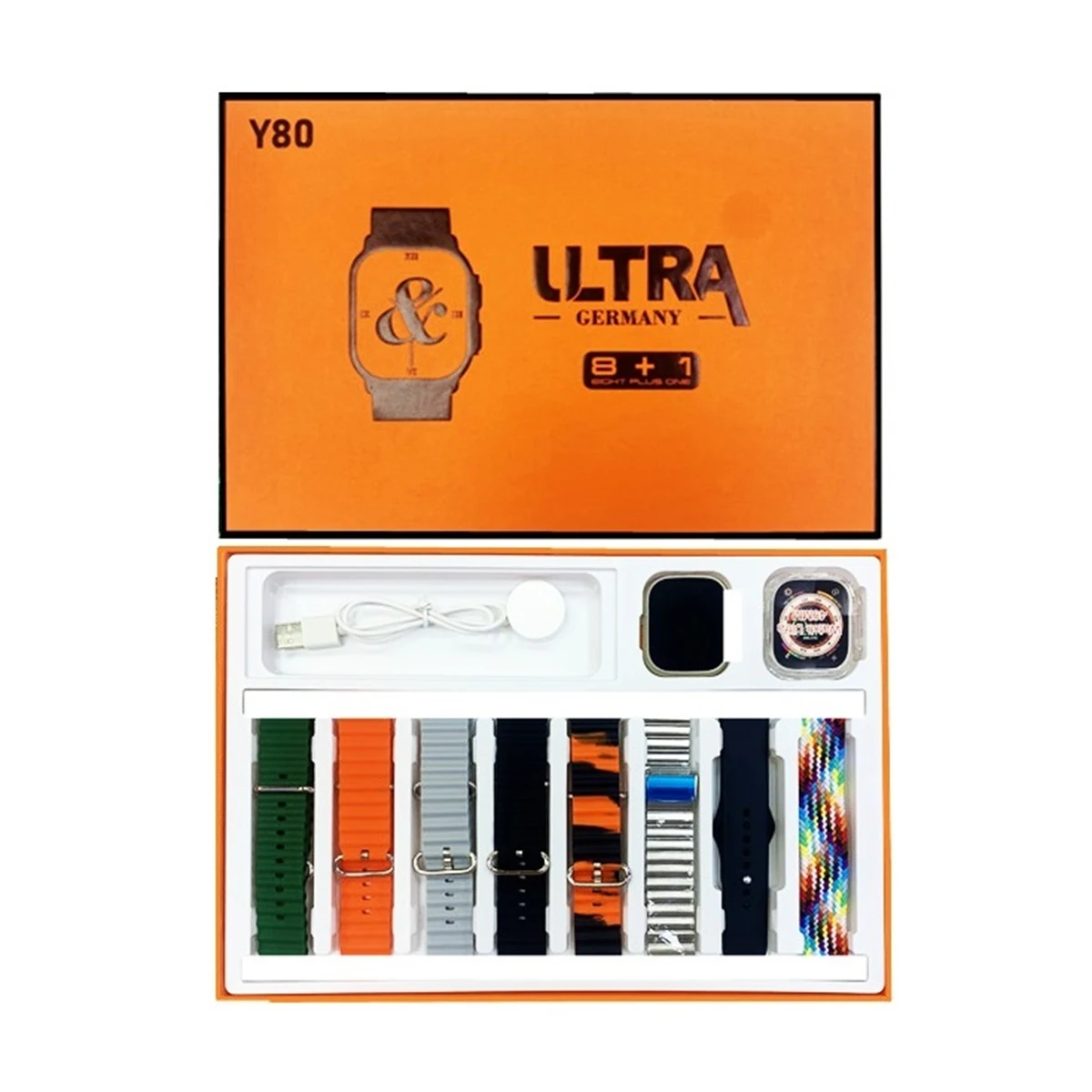 Y80 Ultra Smartwatch with 8+1 Strap & Cover | Fitness Tracker, Heart Rate & BP Monitor | Waterproof | Long Battery Life