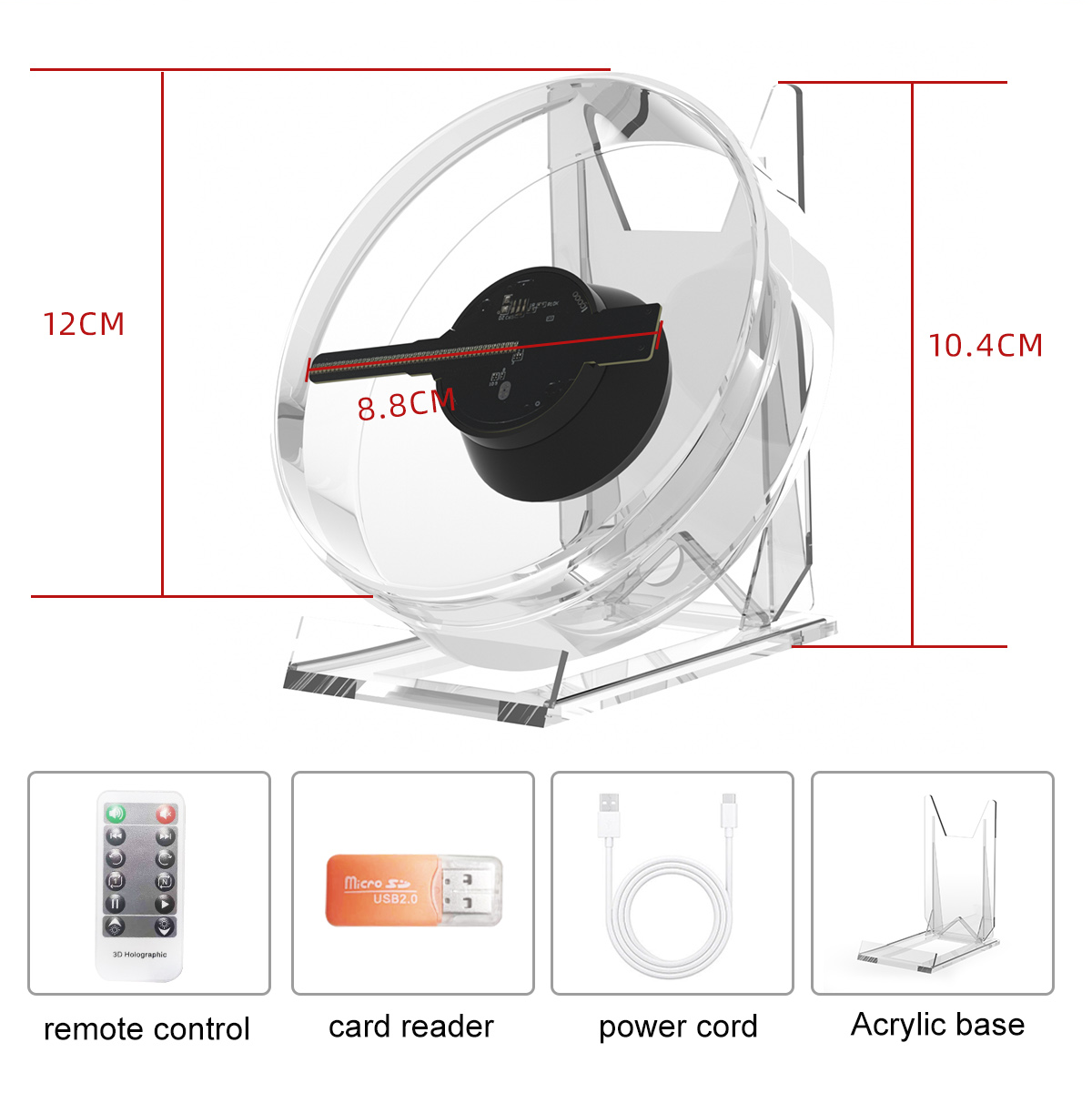 3D Hologram Projector Fan LED Sign Mini Desktop Holographic Player support Image Video Shop Bar Party Advertising Display Light. 