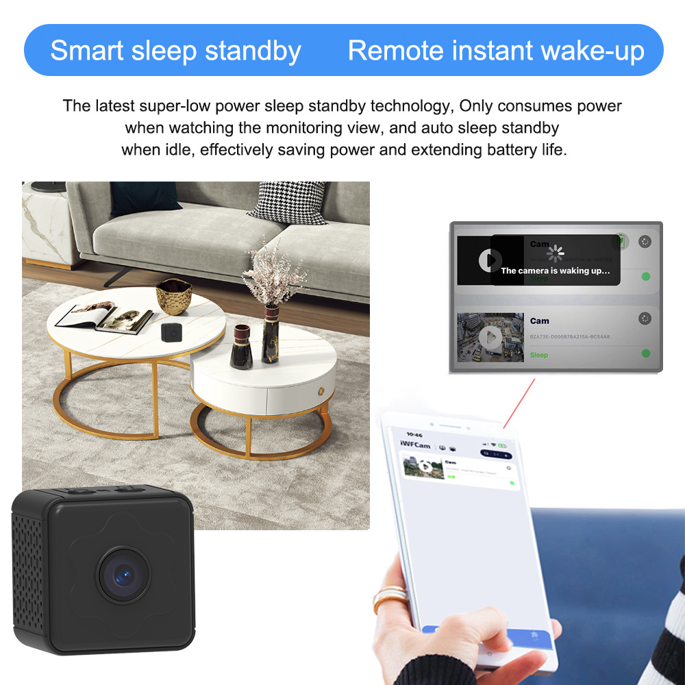 Mini Camera Wireless WiFi Remote Monitor Camera Tiny Home IP Camera No need to plug in Super-long battery life. 