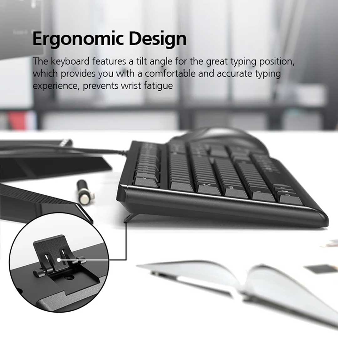 MicroPack KM-2005 Wired Mouse and Keyboard Combo - Black. 
