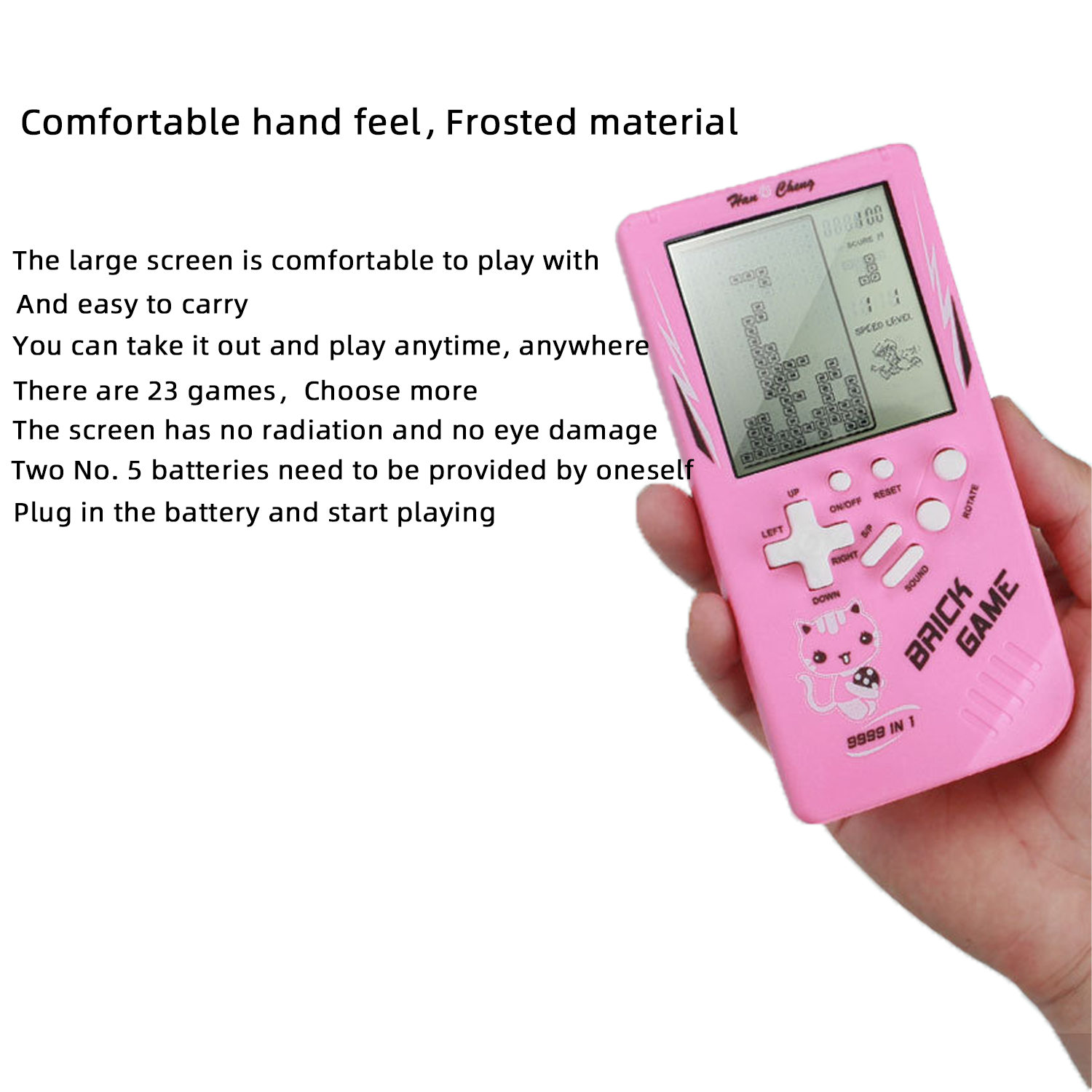 Classic nostalgic large screen, Tetris game console, children's puzzle electronic toy, prepare two No. 5 batteries by yourself. 