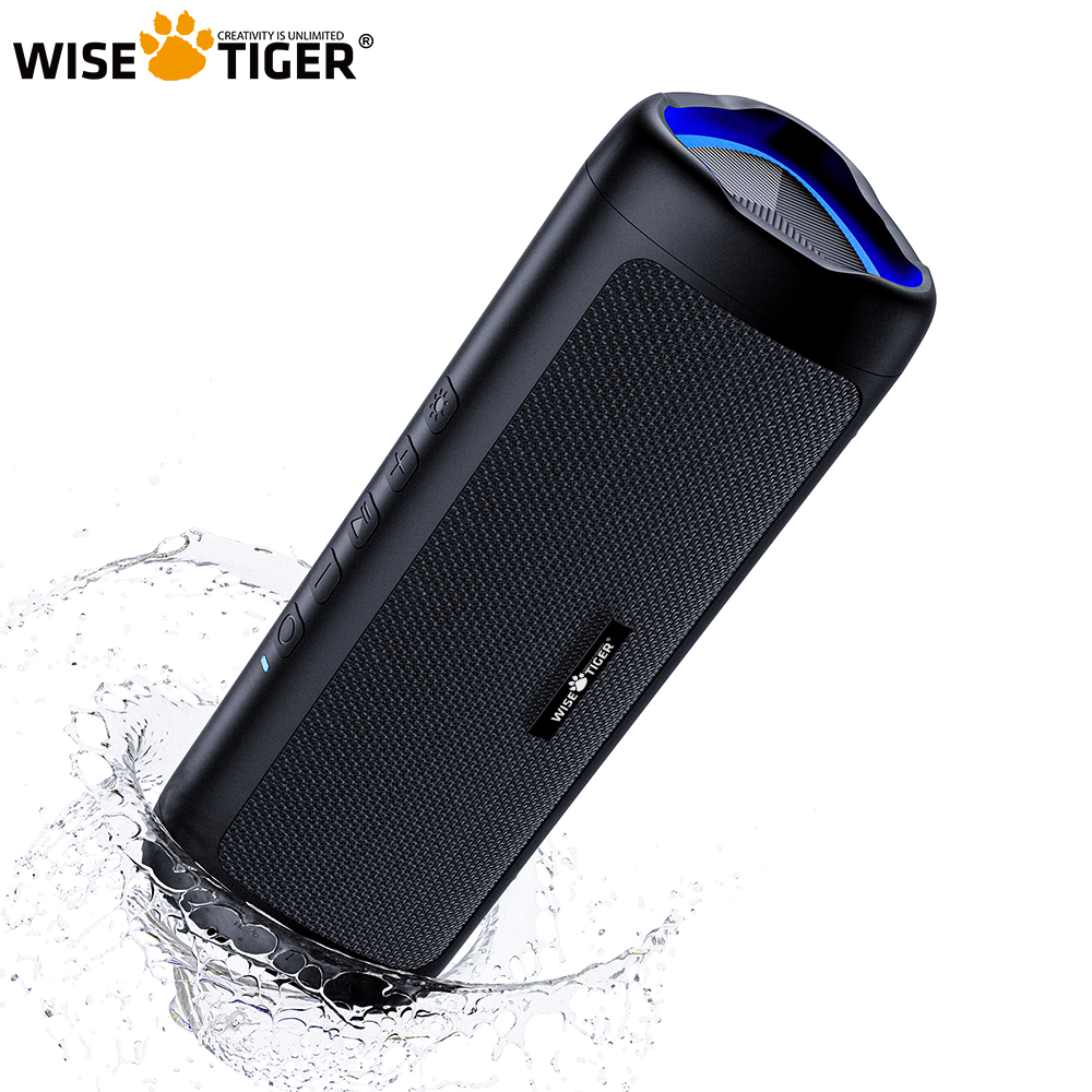 WISE TIGER portable bluetooth speaker Stereo Sound wireless bluetooth5.3 speaker 24-Hour Play time RGB light AUX-in Typec charge. 