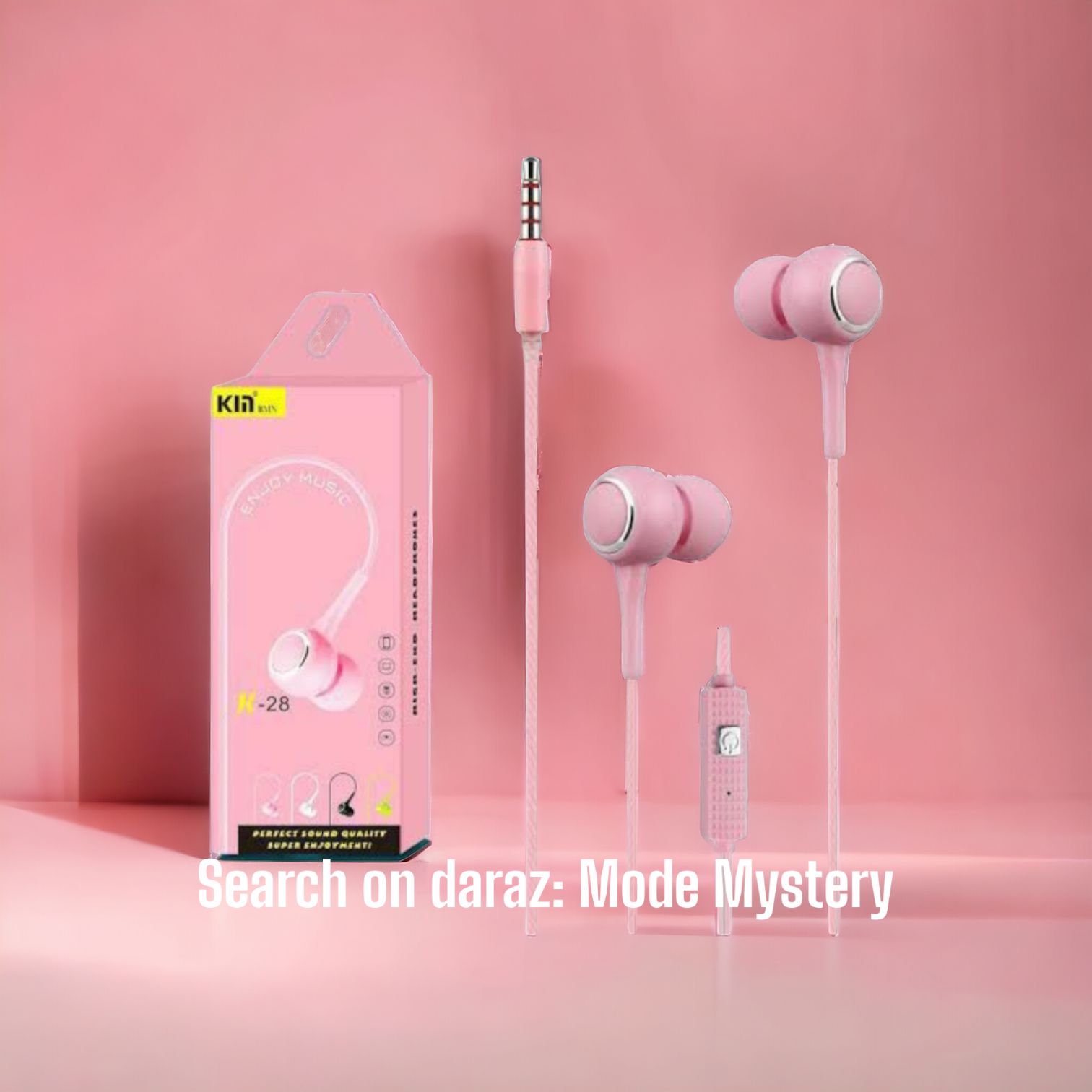 KIN -28 High Quality Wired Earphone Best Sound Quality Pink Color For any Android device