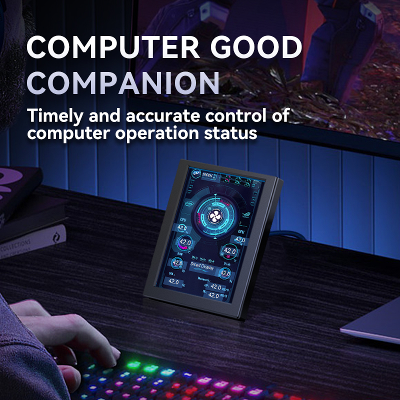 3.5 Inch IPS LCD Type-C Secondary Screen Smart UI Display CPU GPU RAM HDD Monitor +Software +DIY Theme Real Time Dynamic PC. 