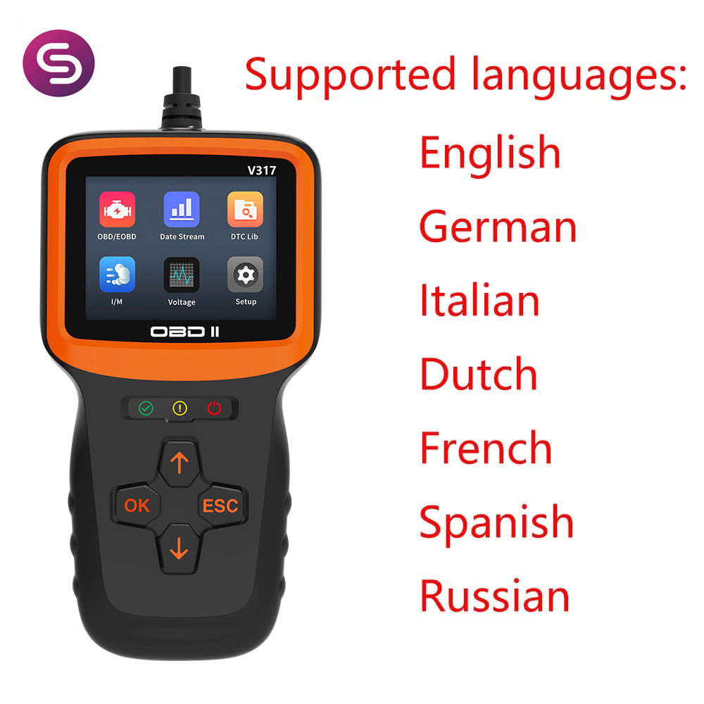 v317 OBD2 Scanner Professional Auto Engine System Diagnostic Lifetime Free Automotive DTC Lookup Code Reader Car Diagnostic Tool. 