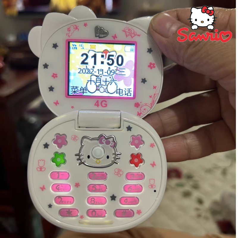 2023 Sanrio Hello Kitty Flip Phone Kawaii K688 Cartoon Kids Taiml Cute Mini Phone Birthday Fashion Girls Gifts Toys For Children. 