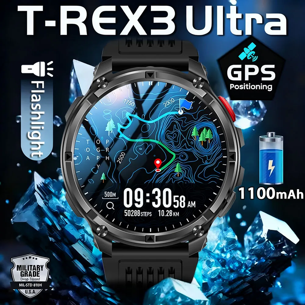 New T-Rex3 Ultra 1100mAh Battery Smart Watch Track Compass IP69K Waterproof Sports tracker Outdoors Smartwatches