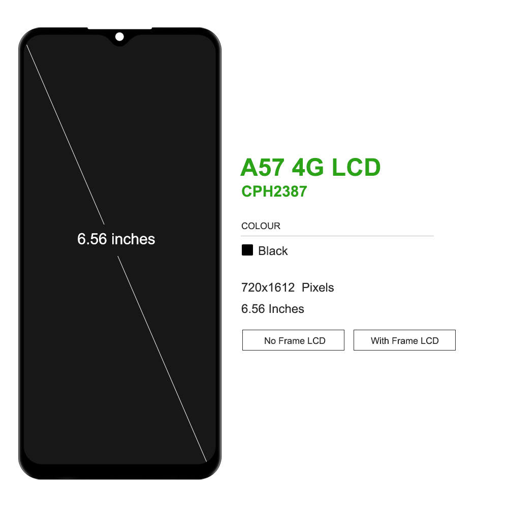 6.56" High quality For OPPO A57 4G LCD Display Touch Screen Models CPH2387 Panel Digitizer With Frame Replacement Parts. 