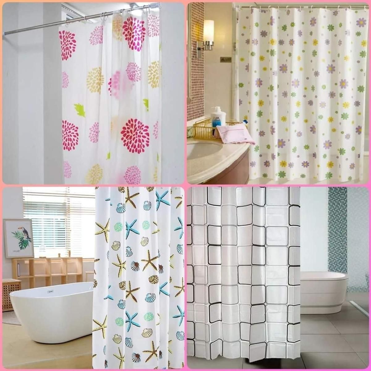 Waterproof Shower Curtain With 12 Rings For Bathroom Toilet
