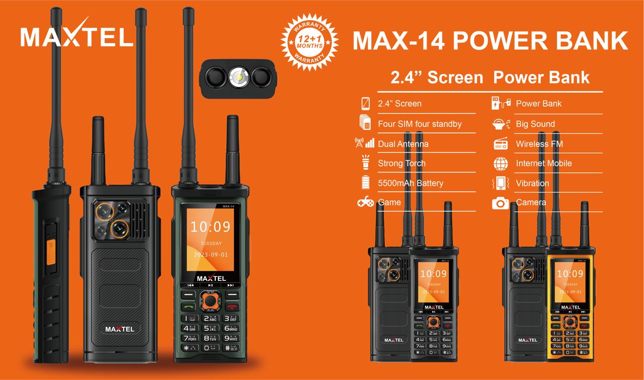 MAX TEL MAX-14 POWER BANK

2.4" Screen Power Bank

2.4" Screen

Four SIM four standby

All Dual Antenna

Strong Torch

5500mAh Battery

Game

Power Bank

Big Sound

Wireless FM

Internet Mobile

Vibration

Camera. 