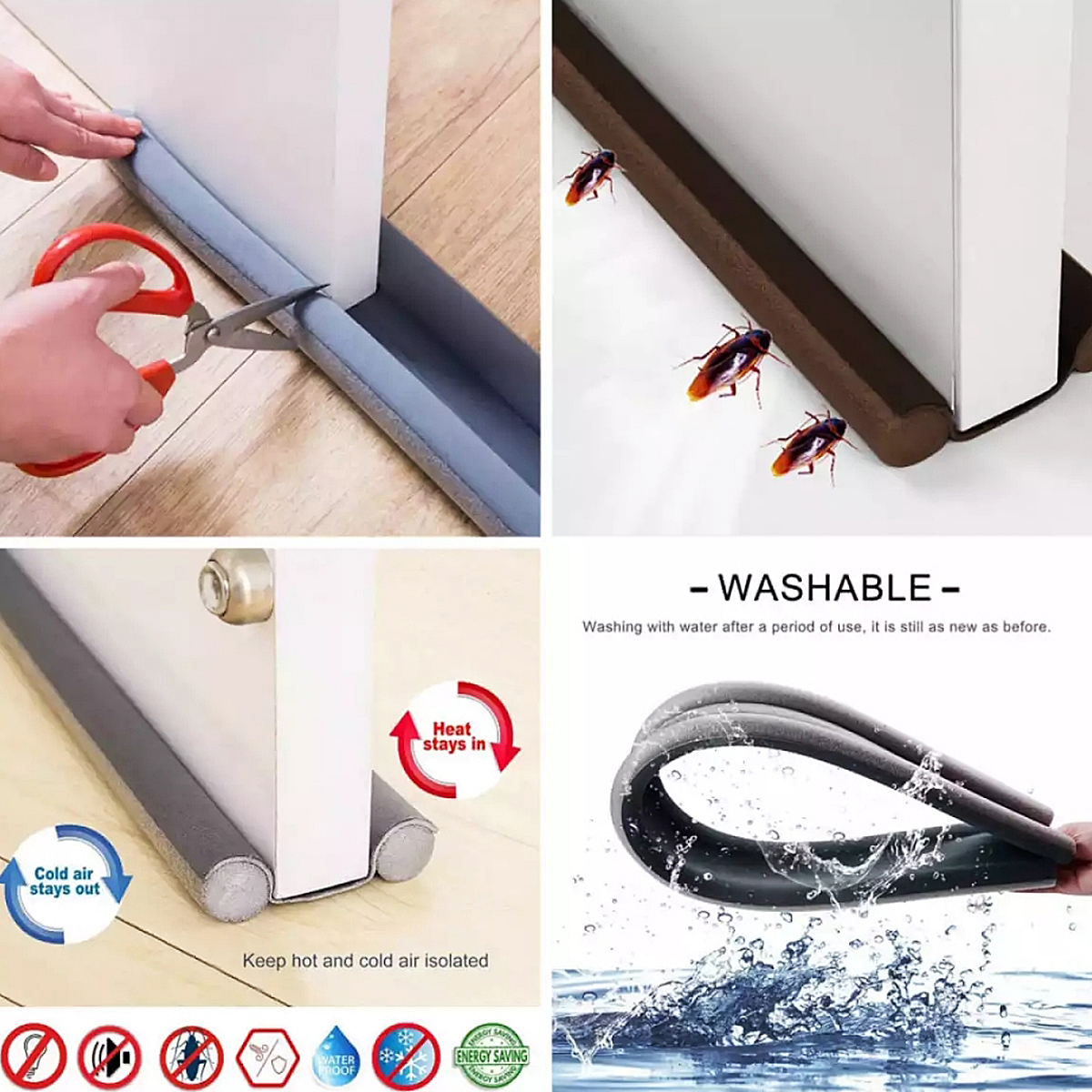 1.5-Inch x 93 cm Large Sponge Door Bottom Sealing Strip | Effective Air & Dust Draft Stopper | MULTI-COLOR Door Draft Shield. 