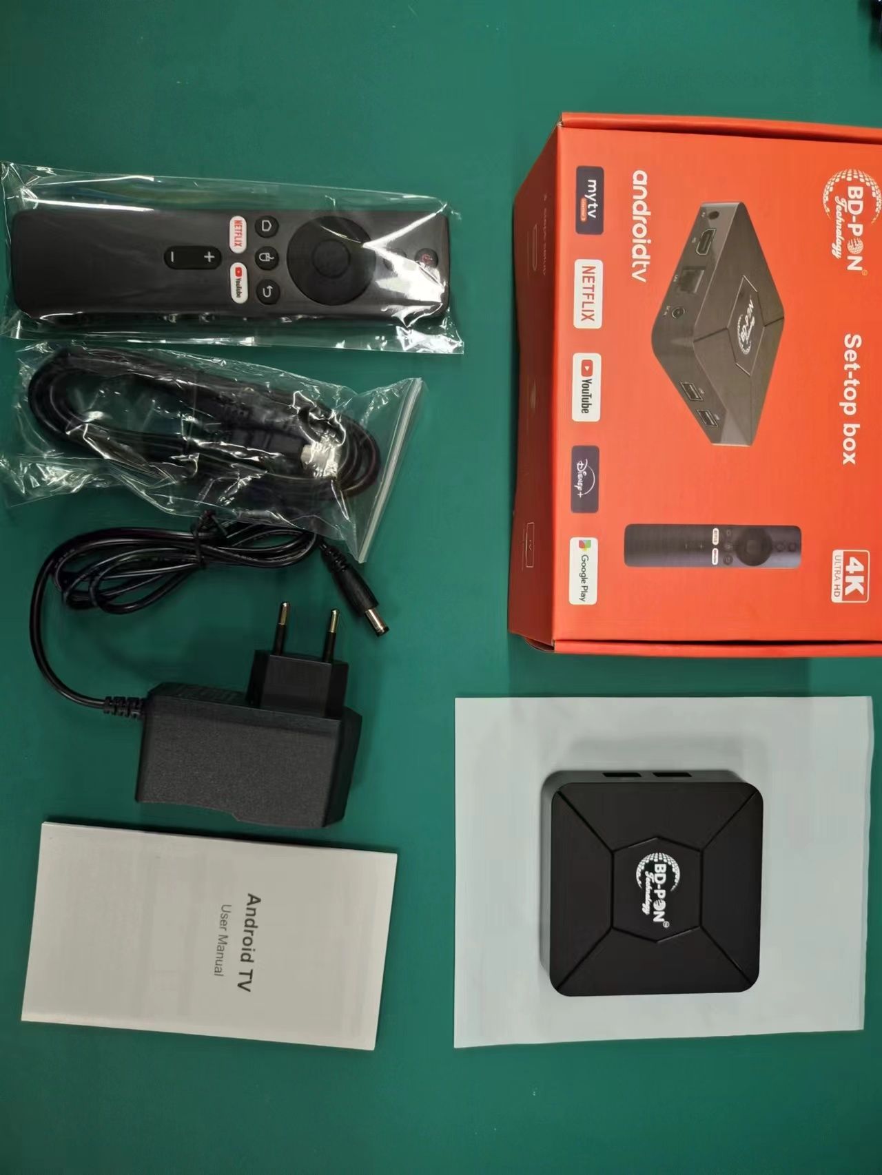 BD-PON Q5.Smart Android TV Set-Top Box 2GB+8GB Bluetooth Voice Control Bluetooth Remote. 