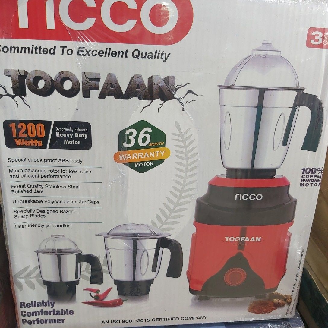 Ricco Toofaan 1200W Mixer Grinder Blender MBT1013