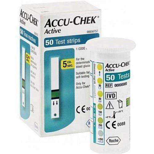 Accu Chek ACTIVE, Blood Glucose Test Strips (50 Strips/100 pcs) Authentic SMS Verification 12 to 24 Months Validity by Honestime. 
