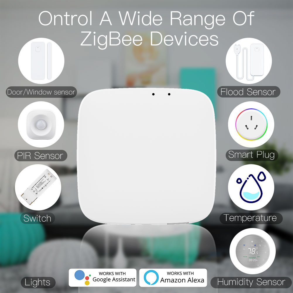 MOES Tuya ZigBee Wireless Gateway Hub Wired Multi-mode Bridge Bluetooth Remote Controller Mesh Smart Life APP Alexa Google Home. 