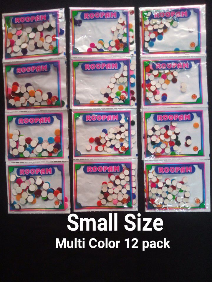 Velvet Multicolor Small Size Bindi/Tip -12 packet-
