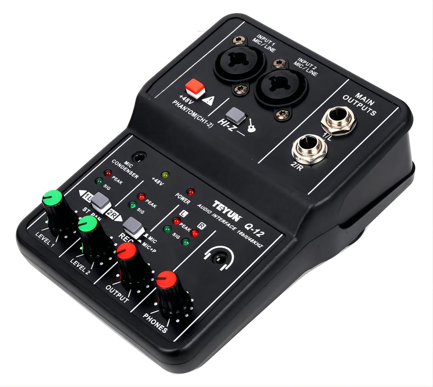 TEYUN Q-24 Q-22 Q-12 Professional Sound Card Audio Mixer Channel Monitoring Electric Guitar Live Recording For Studio Singing. 
