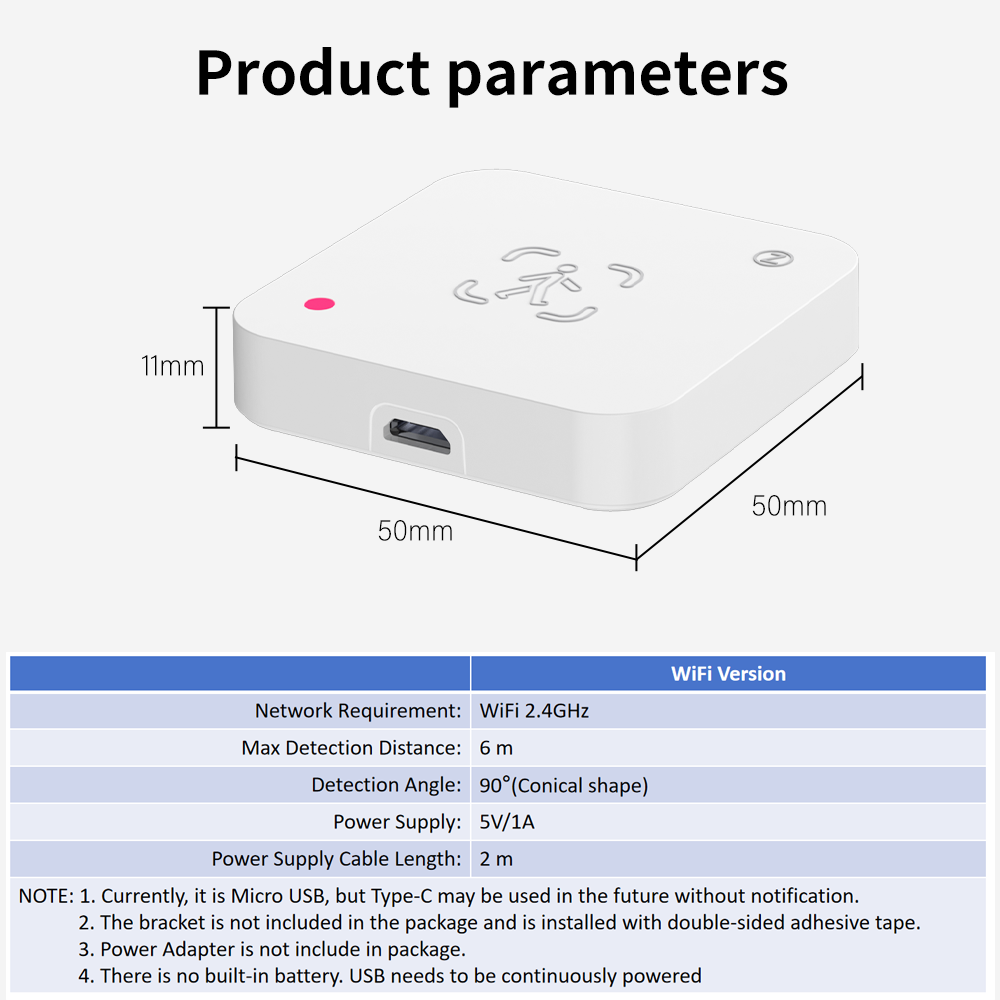 Tuya WiFi  Human Presence Sensor MmWave Radar Detector With Luminance Sensor For Smart Home Smart Life replace PIR Sensor. 