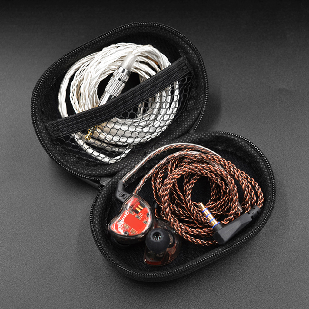 Quacc 3pcs Earphone Pouch PU Leather Headphone Storage Bag Universal Spring Bag
