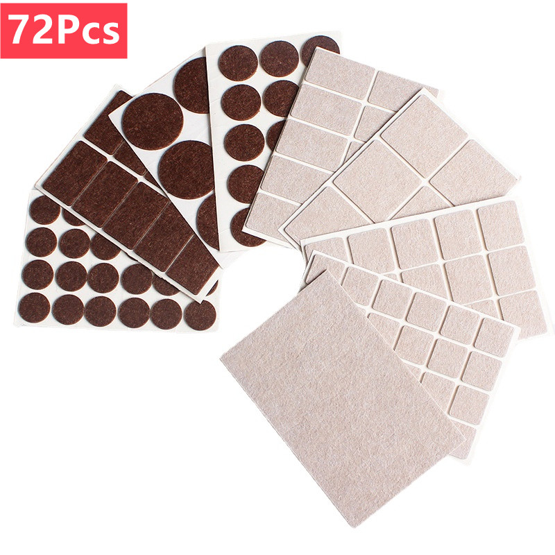 72pcs Self Adhesive Felt Chair Leg Pads Wood Floor Protectors Furniture Legs Table Leg Covers Round Bottom Anti-Slip Pads Set. 
