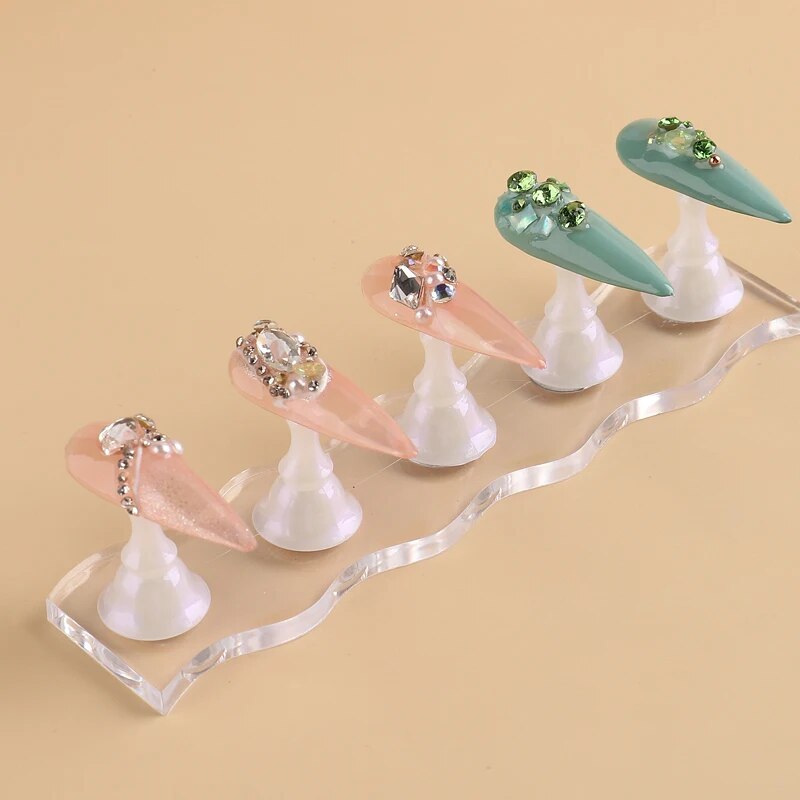 Magnetic Nail Tip Display Work Stand Set Crystal Acrylic Nail Tip Display Work Stand For Practice Nail Art Manicure Tools. 
