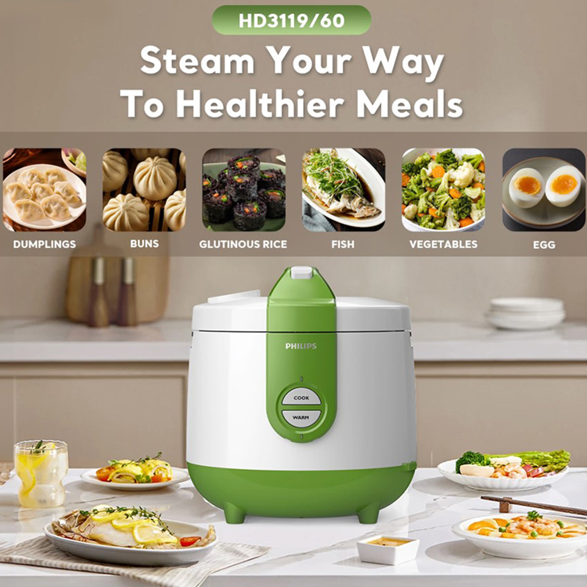 Philips HD3119/60 Daily Collection Automatic Rice Cooker | 2.0 Liter