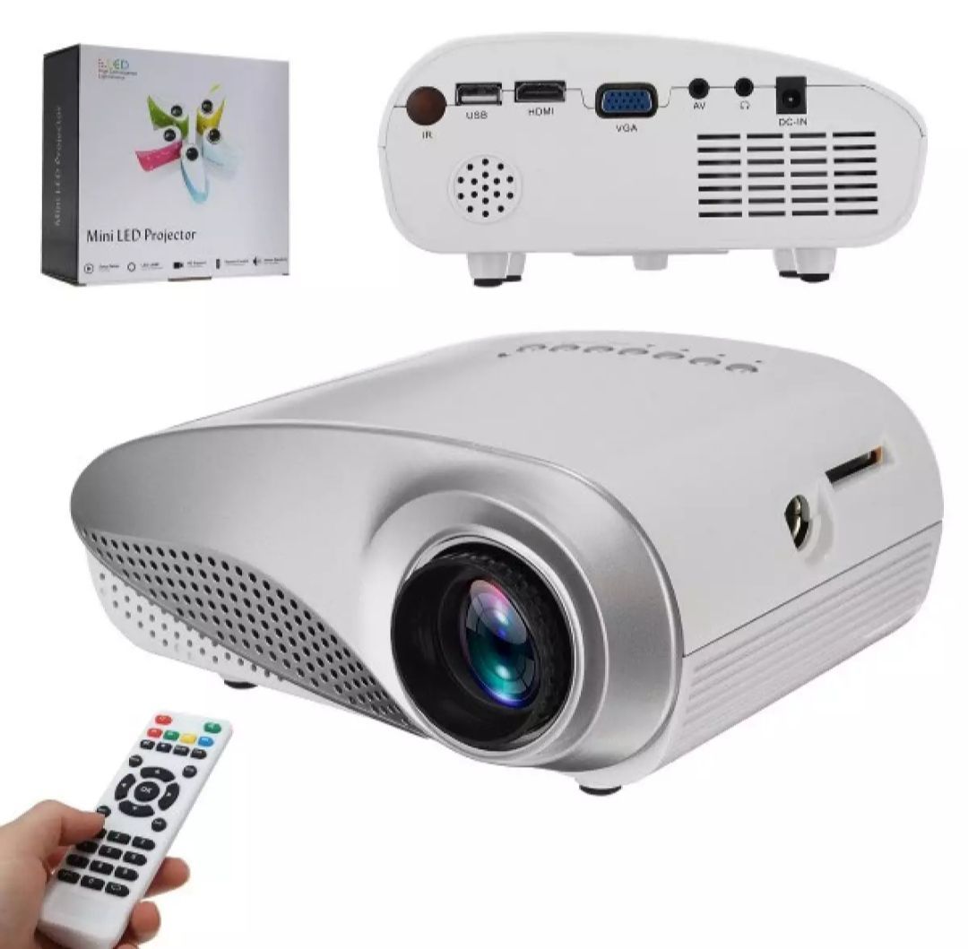 RD802 Projector Mini LED Projector HD Projector Portable Black. 