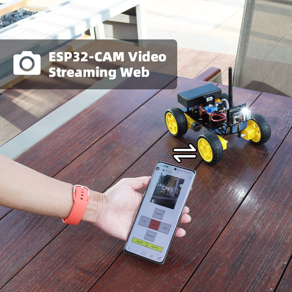 4WD Smart Robot Car ESP32 Camera Wifi Automation Kit For Arduino Programming ESP Robot with Antenna Learning Complete Coding Kit. 