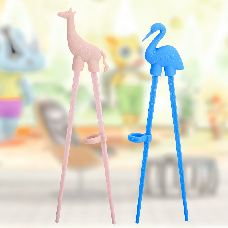 Animal Training Chopsticks for Kids and Beginners Reusable Children Eat Helper with Adjustable Finger Holders. 