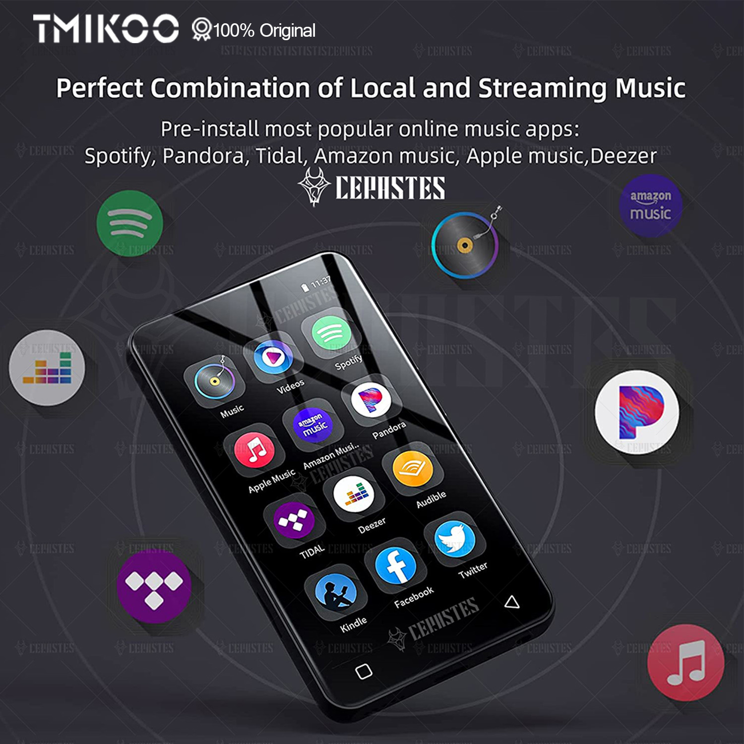Wifi Mp3 player with bluetooth,Android Streaming HiFi Music Player,MP4 Player with SpeakerSpotify Pandra Deezer, Max Support 1TB. 