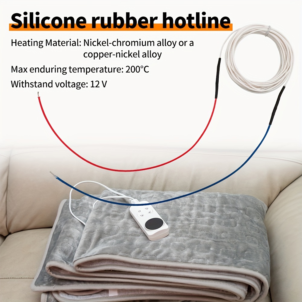 12V Silicone Rubber Low-voltage Heating Wire with Cold Wire Do Joint for Car Seats/Electric Blankets/Heating Pads/Floor Mat. 