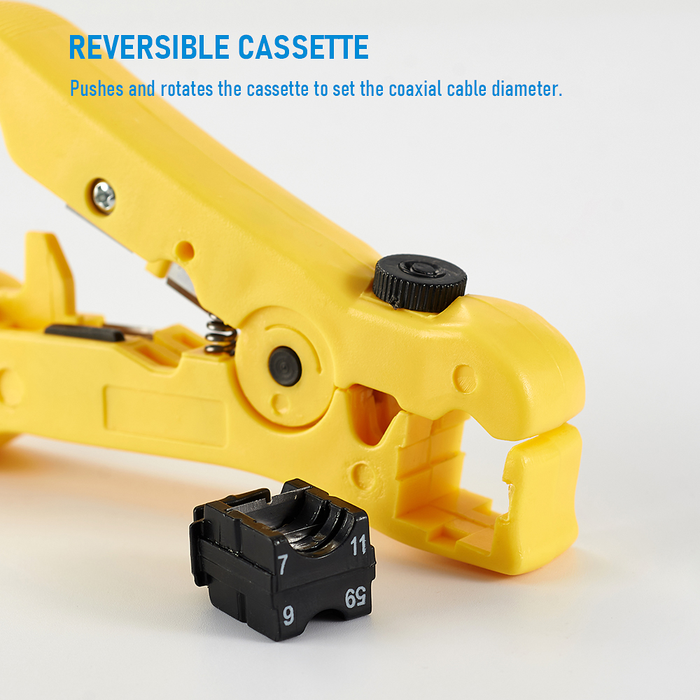 All-In-One Stripping Tool Wire Stripper RG59 RG6 RG11 RG7 Coaxial Cable Stripper Cutter  Pliers for Round Cable and Flat Cable. 