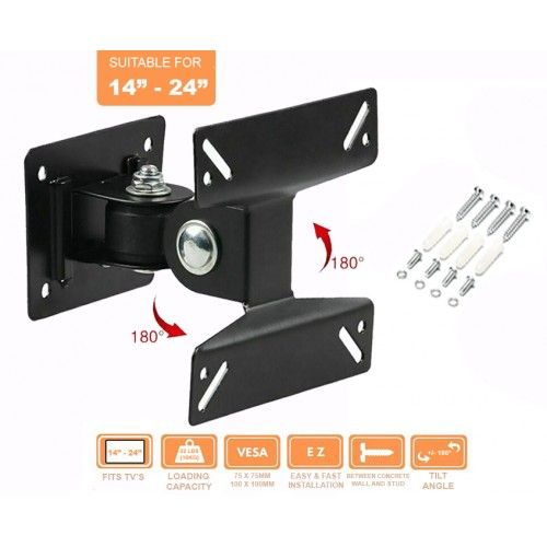 LCD TV Wall Mount F-01 Stand for 14 Inch to 24 Inch 180 Degree Rotation LED Bracket Power Revolving TV Stand Lindaa